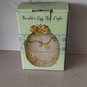 Porcelain Egg Tea Light Holder in box